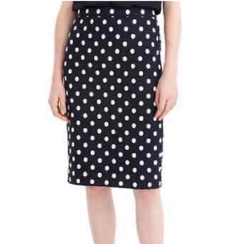 COPY - NWT J.Crew pencil No.2 skirt in polka-dot navy white size 2
